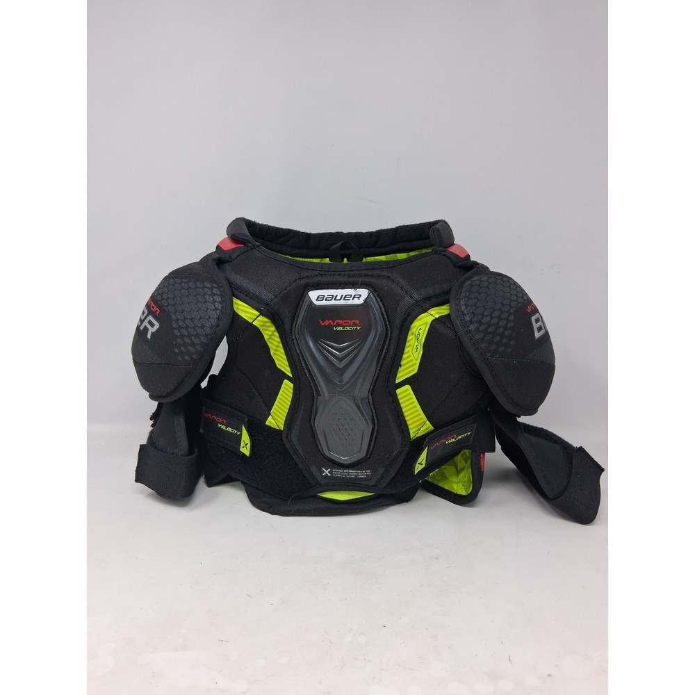 Bauer Vapor Velocity Junior Hockey Shoulder Pads Black Neon Yellow Size Small. E